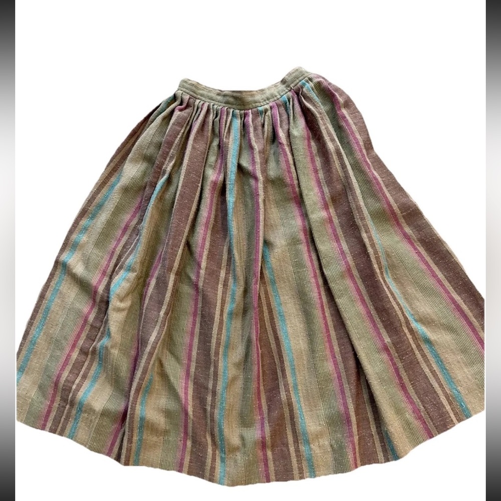 The Villager Vintage‎ Union made USA ladies size 6 neutral striped A-line skirt